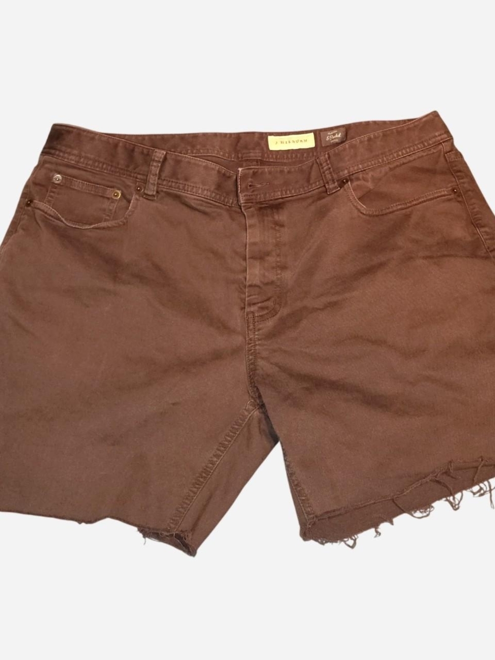 Men's Brown Cutoff Denim Shorts with Frayed Hem